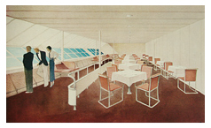 Fahrgasträume des Zeppelin-Luftschiffs Hindenburg
